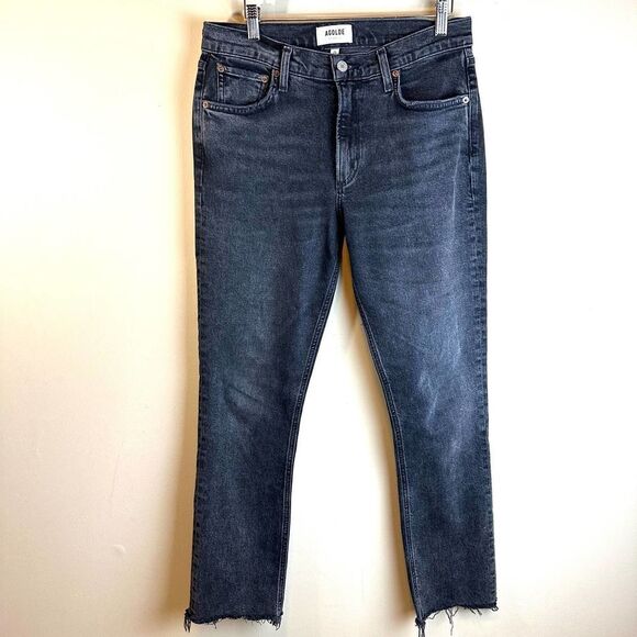 Agolde Stone Wash‎ Lyle Frayed Black Jeans 30 Read - Picture 1 of 9